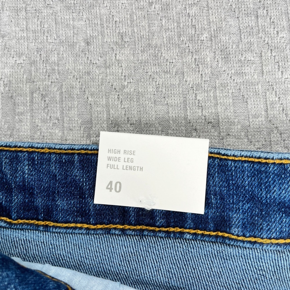New Zara baggy Wide Leg Bootcut Jeans Women 8/32x33 Blue High Rise Flare Y2K 90s - Picture 9 of 13